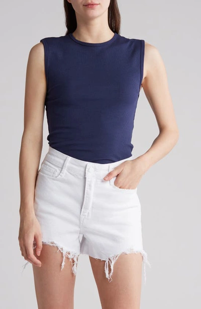 Good American Rib Fitted Muscle Tee In Blue Rinse
