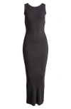 Good American Shine Scoop Back Ribbed Tank Dress In Black001