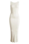 Good American Shine Scoop Back Ribbed Tank Dress In Cloud White