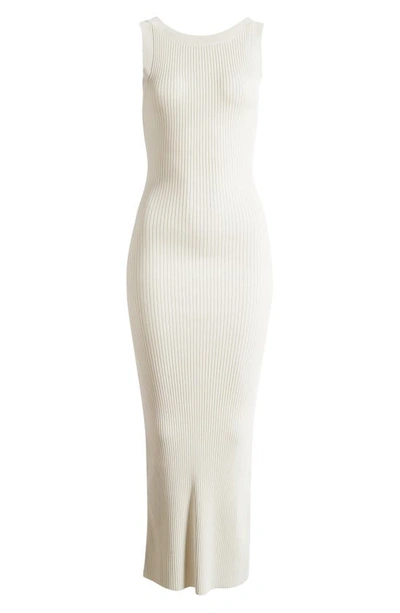 Good American Shine Scoop Back Ribbed Tank Dress In Cloud White