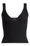 Good American Shine V-neck Ribbed Crop Tank In Blue