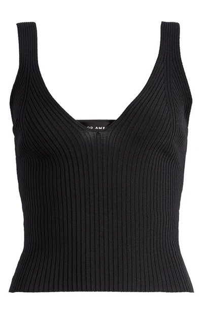 Good American Shine V-neck Ribbed Crop Tank In Black001