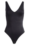 Good American V-neck Scuba Bodysuit In Black