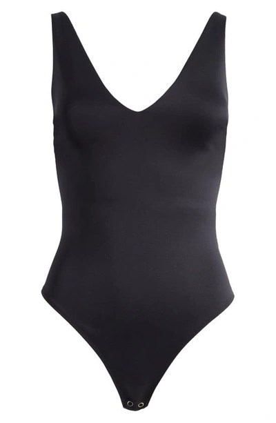 Good American V-neck Scuba Bodysuit In Black