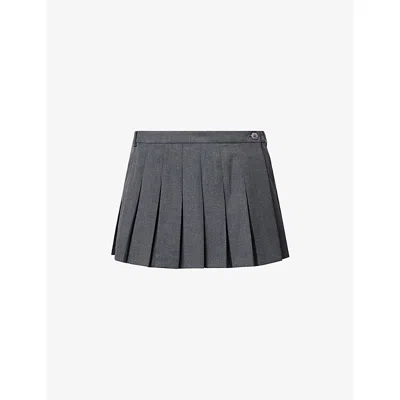 Good American Womens Pleated Woven Mini Skort Ash In Multi