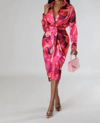 Good Time Usa Rose Petal Midi Dress In Fuchsia In Pink