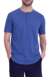 Goodlife Sunfaded Slub Scallop Henley In Lapis Blue