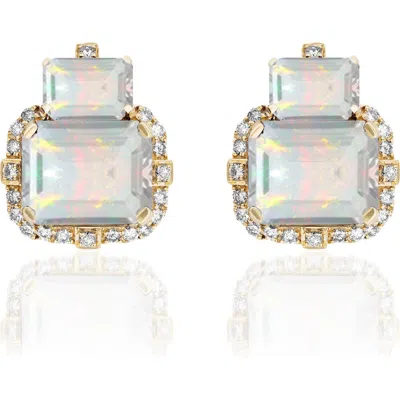 Goshwara Gossip 18k Gold Opal & Diamond Stud Earrings