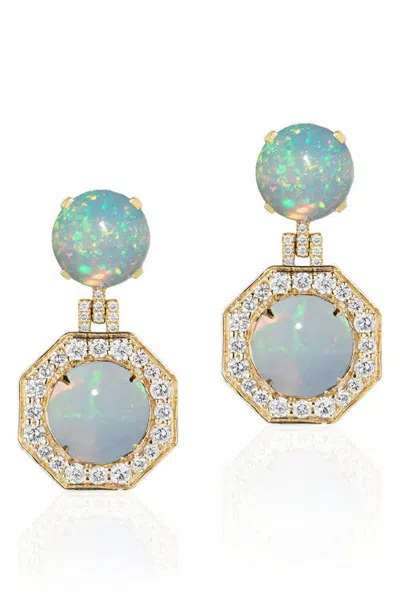 Goshwara Rock 'n Roll 18k Gold Opal & Diamond Drop Earrings