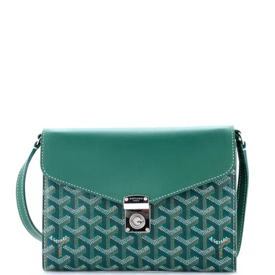 Goyard Chypre Wallet On Strap Coated Canvas With Leather In Blue