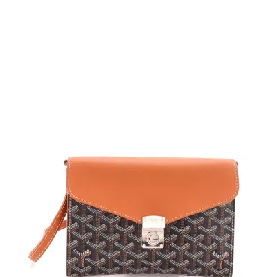 Goyard Chypre Wallet On Strap Coated Canvas With Leather In Brown