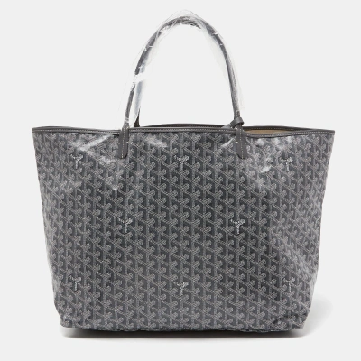 Pre-owned Goyard Ine Coated Canvas And Leather Saint Louis Gm Tote In Grey