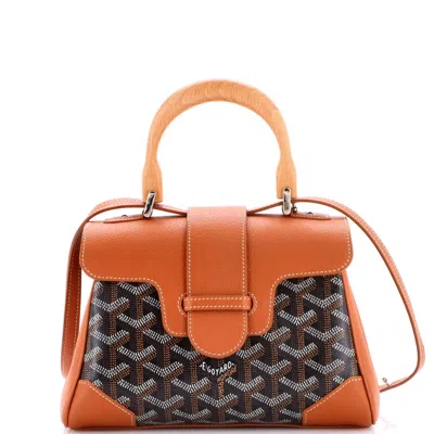 Goyard Saigon Top Handle Bag Coated Canvas With Leather Mini In Brown