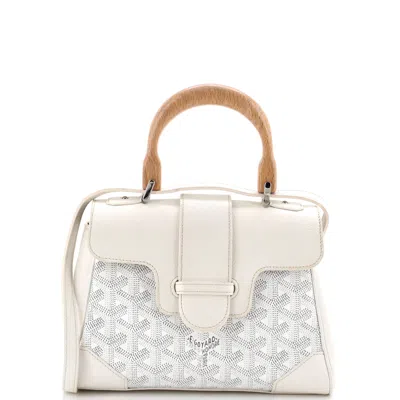 Goyard Saigon Top Handle Bag Coated Canvas With Leather Mini In White