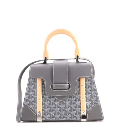 Goyard Saigon Top Handle Bag Coated Canvas With Leather Pm In Grey