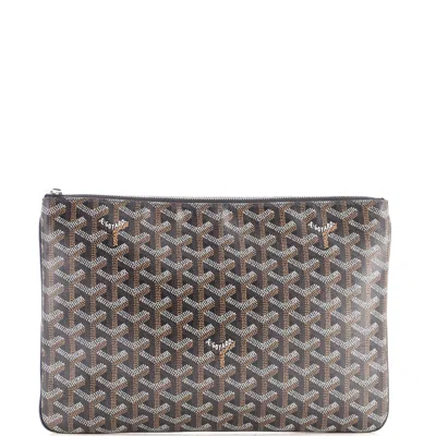 Goyard Senat Zip Pouch Coated Canvas Mm In Black