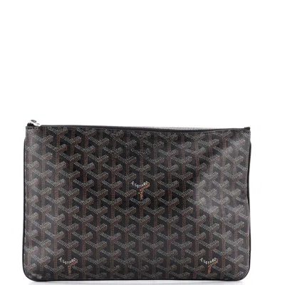 Goyard Senat Zip Pouch Coated Canvas Mm In Black