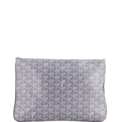 Goyard Senat Zip Pouch Coated Canvas Mm In Grey