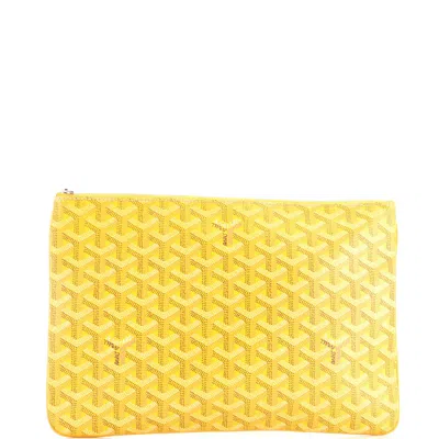 Goyard Senat Zip Pouch Coated Canvas Mm In Yellow