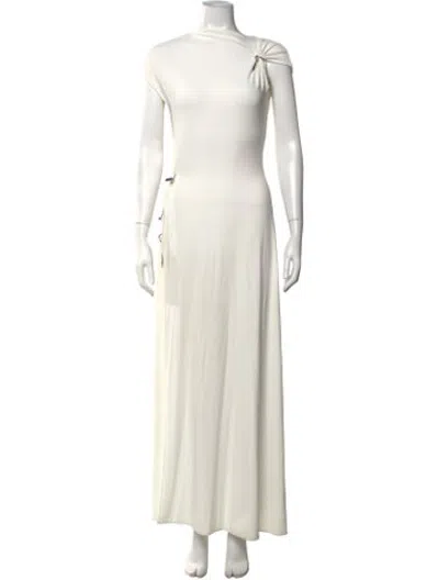 Pre-owned Grace Ling Asymmetrical Long Dress In Neutrals