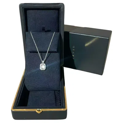 Pre-owned Graff Icon Emerald 1.01ct Cut Diamond Pendant Necklace 18k White Gold