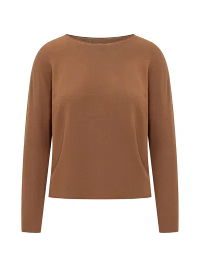 Gran Sasso Cotton Long-sleeve Sweater In Brown