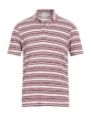 Gran Sasso Man Polo Shirt Burgundy Size 42 Linen, Cotton, Elastane In Red