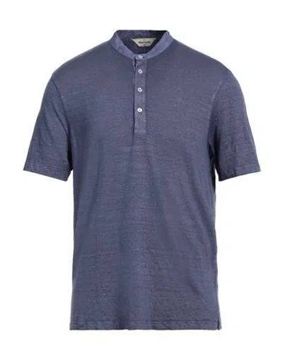 Gran Sasso Man T-shirt Navy Blue Size 42 Linen, Elastane