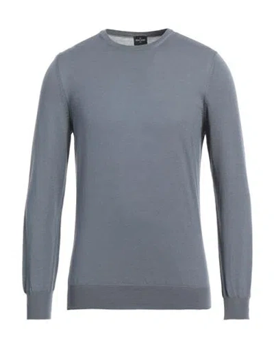 Gran Sasso Man Sweater Pastel Blue Size 46 Virgin Wool