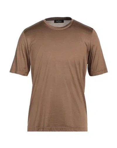 Gran Sasso Man T-shirt Brown Size 40 Silk