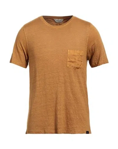 Gran Sasso Man T-shirt Ocher Size 48 Linen, Elastane In Yellow