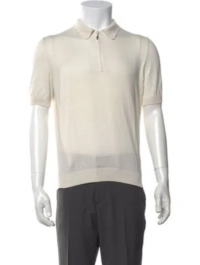 Pre-owned Gran Sasso Silk Collar Polo Shirt In Neutrals