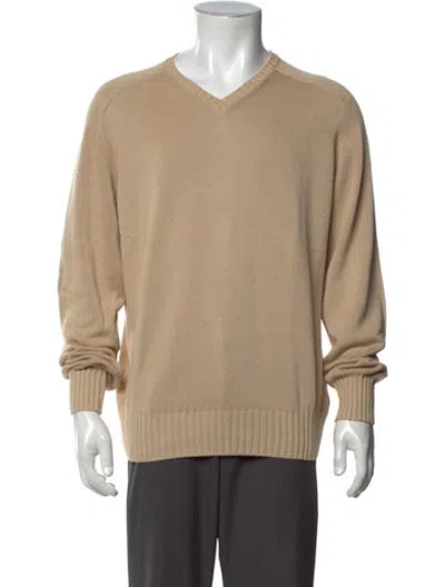 Pre-owned Gran Sasso V-neck Long Sleeve Pullover In Neutrals