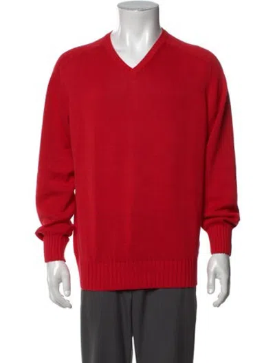 Pre-owned Gran Sasso V-neck Long Sleeve Pullover In Red