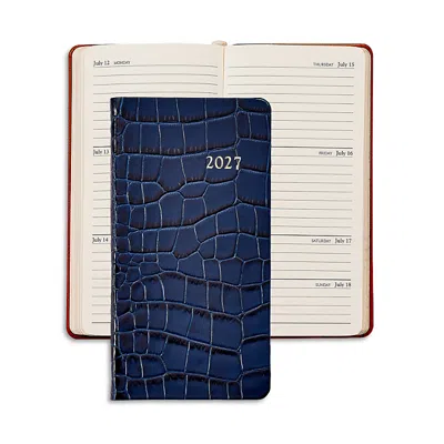 Graphic Image 2027 Croc Embossed Leather Pocket Datebook In Blue