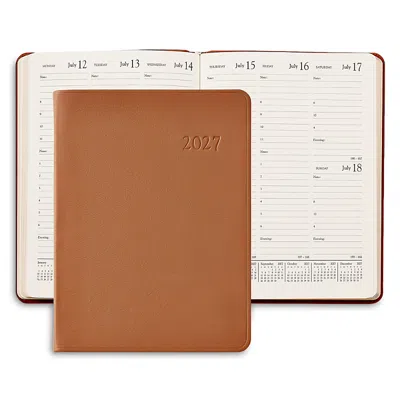 Graphic Image 2027 Leather Desk Diary In Brown