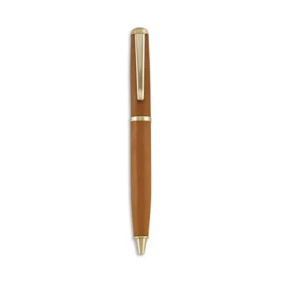 Graphic Image Leather Wrapped Refillable Pen In Gold