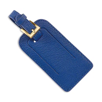 Graphic Image Traditional Leather Luggage Tag In Blue