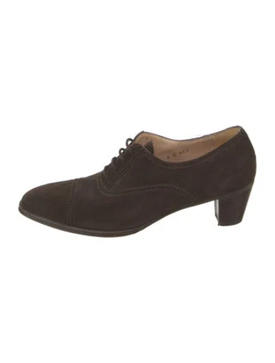 Pre-owned Gravati Suede Lasercut Accents Oxfords In Brown