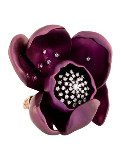 Pre-owned Graziela Diamond Orchid Cocktail Ring In Purple