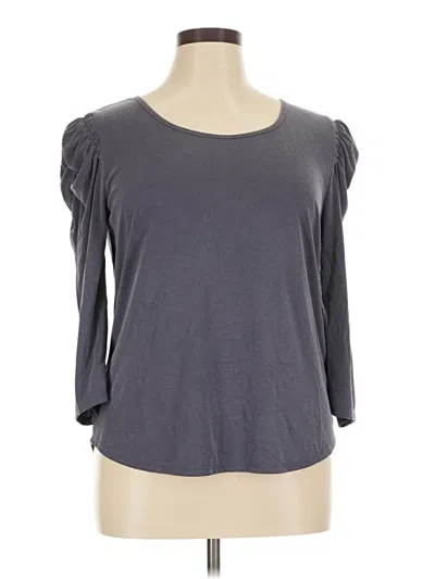 Pre-owned Green Envelope 3/4 Sleeve Top Gray Sweetheart Neckline Tops