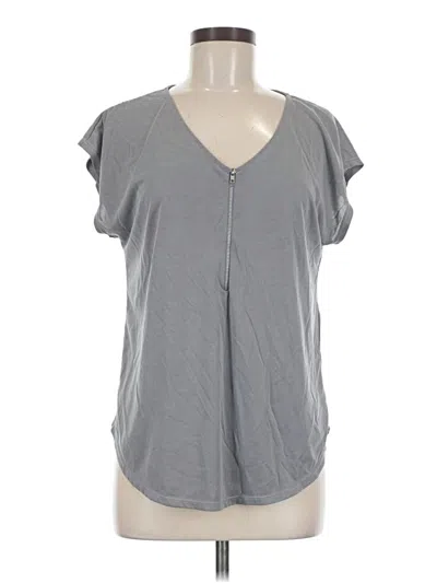 Pre-owned Green Envelope Short Sleeve Top Gray V-neck Tops