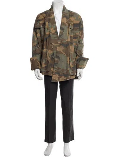 Pre-owned Greg Lauren Camouflage Print Utility Jacket In Neutrals