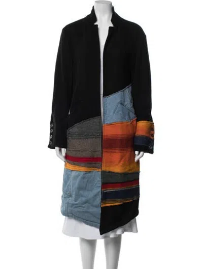 Pre-owned Greg Lauren Colorblock Pattern Coat In Black