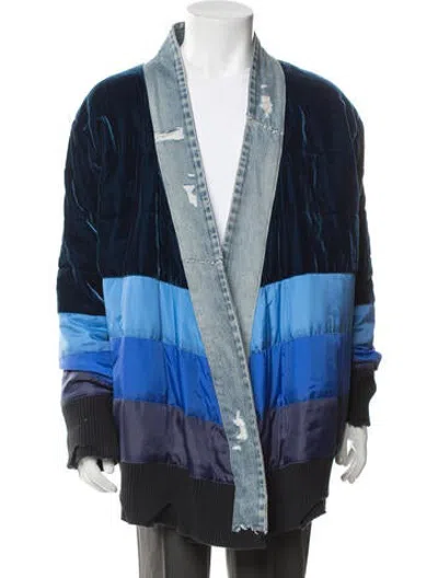 Pre-owned Greg Lauren Colorblock Pattern Jacket In Blue