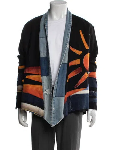 Pre-owned Greg Lauren Graphic Print Jacket In Black