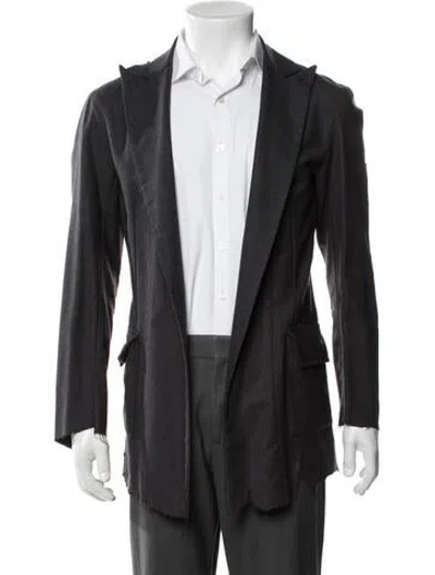 Pre-owned Greg Lauren Wool Raw-edge Trim Blazer In Grey