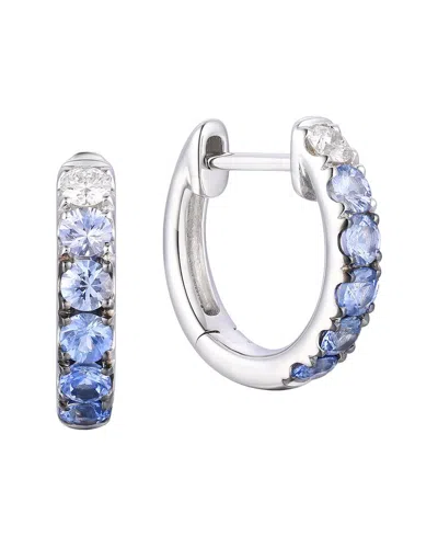 Gregg Ruth 14k 0.78 Ct. Tw. Diamond & Blue Sapphire Huggie Earring In Metallic