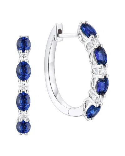 Gregg Ruth 14k 1.73 Ct. Tw. Diamond & Blue Sapphire Huggie Earring In Multi