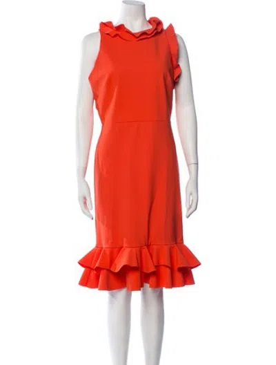 Pre-owned Greta Constantine Asymmetrical Midi Length Dress In Orange